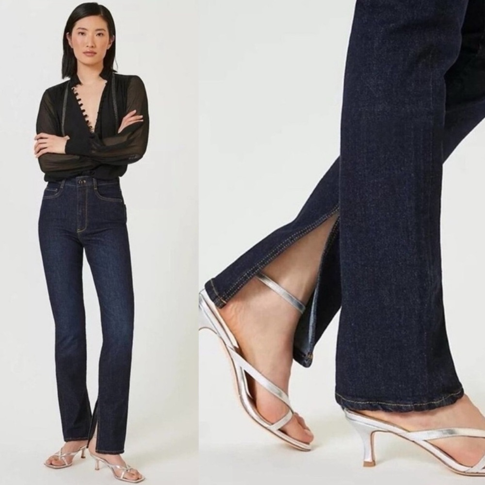 Anthropologie Pilcro The Split Straight Leg Dark Wash Jeans